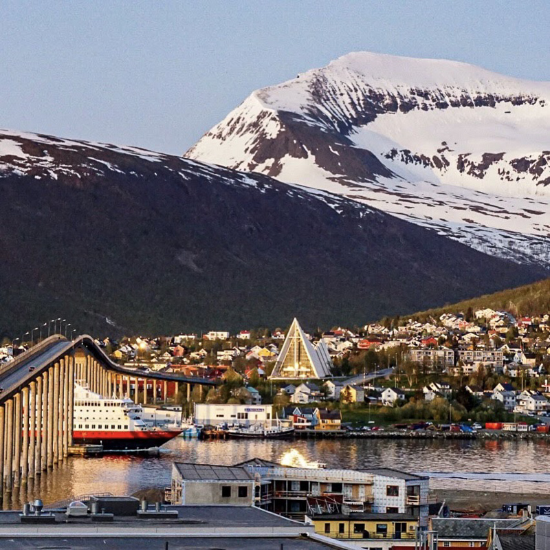 Hurtigruten under the Tromsø Bridge