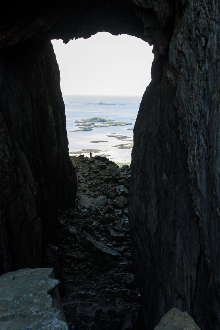 The hole in Mount Torghatten, and the view down to Trøndelag county © Kathrine Sørgård