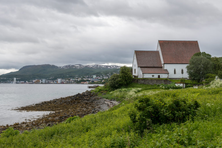 Trondenes church seen from the north toward the city of Harstad © Dag Roland