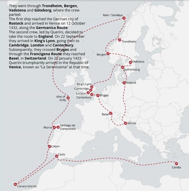 The Querini Voyage in 1431 -1433. Map: viaquerinissima.net